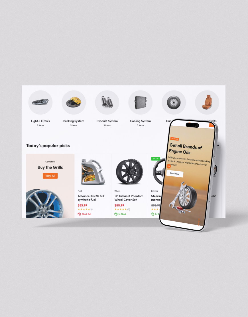 Yedek Parça & Aksesuar Satışı Web Sitesi